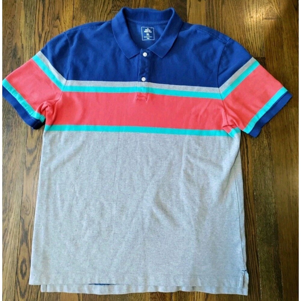 Gap The Modern Pique Polo XL Colorblock Short Sleeve Men's Shirt 100% Cotton